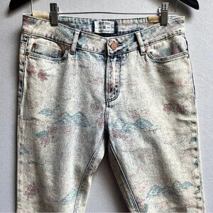 Insight Scenery Printed Mid Rise Slim Denim Jeans Sz 31”